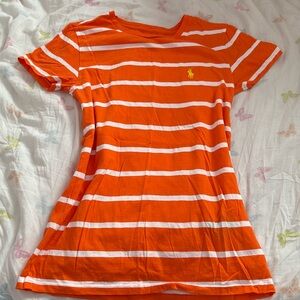 Orange and white striped shirt
